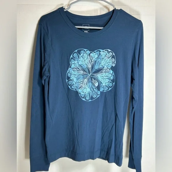 The North Face Blue Long Sleeve Floral Tee Size M - Picture 1 of 8